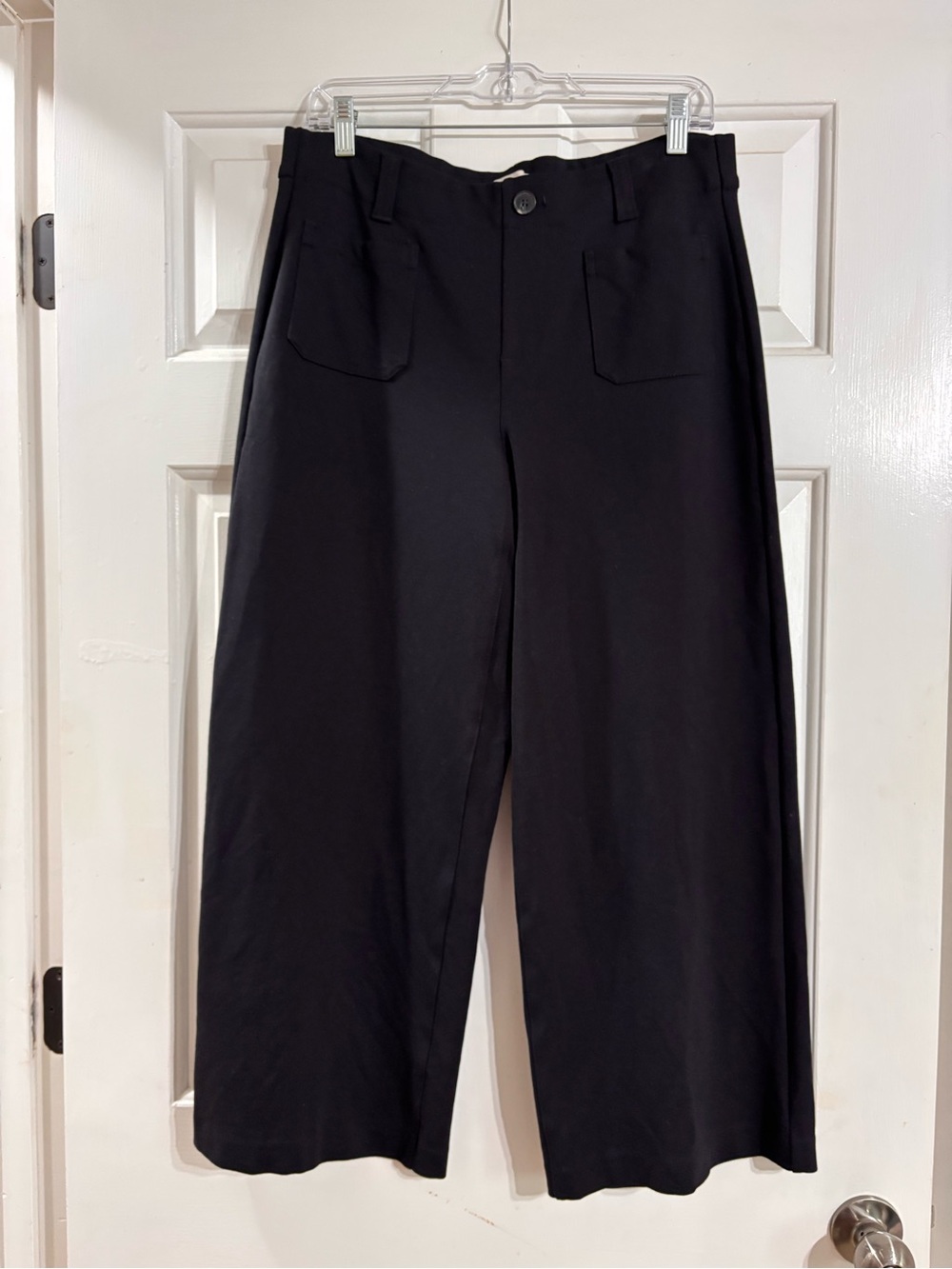 LOFT Black Wide-Leg Chinos with Front Pockets